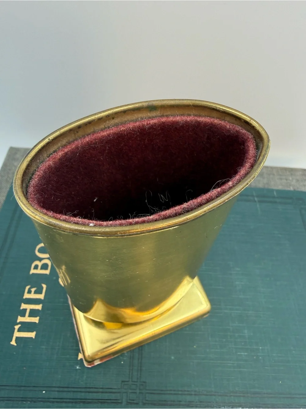 Vintage Brass Plated Eye Glass or Pen Holder / Faux Flower Vase